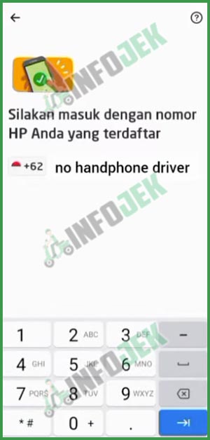 3 Masukkan Nomor HP Driver