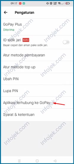 Tap Aplikasi Terhubung ke GoPay